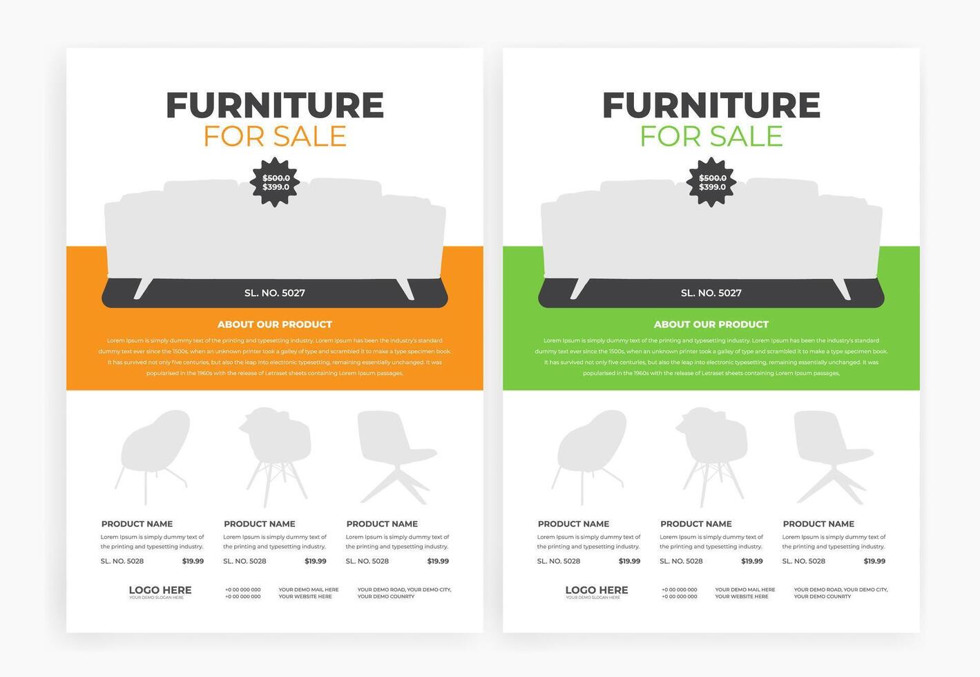 Furniture for sale flyer design vector