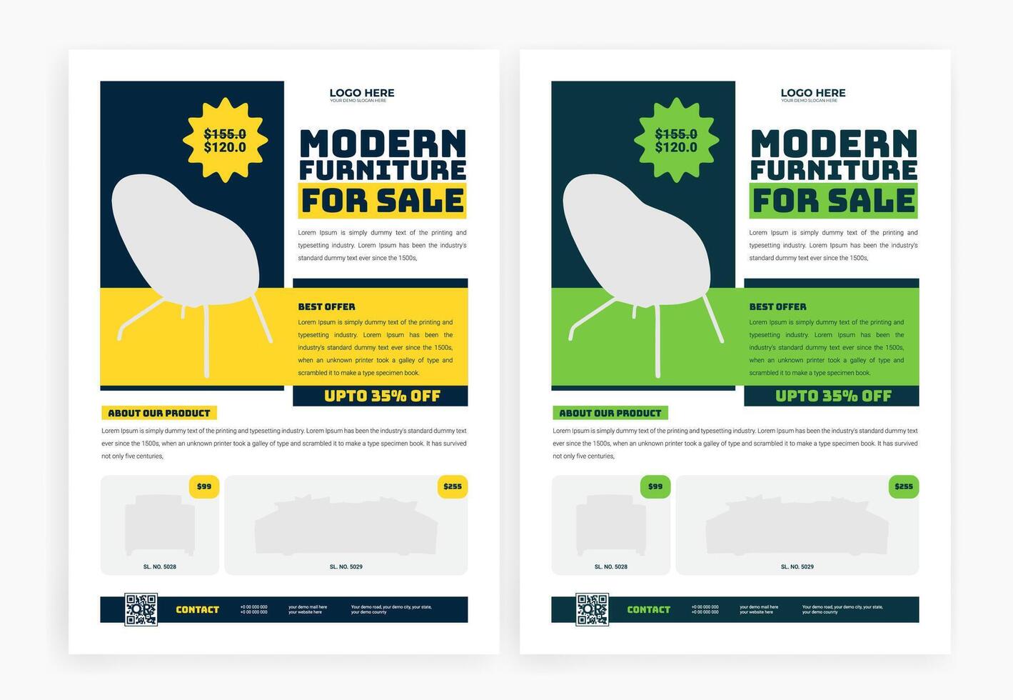 Furniture for sale flyer design vector