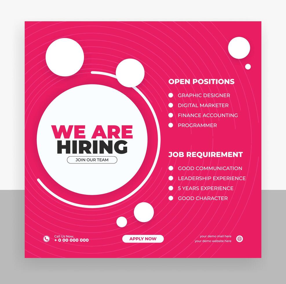 We are hiring job vacancy social media post design vector