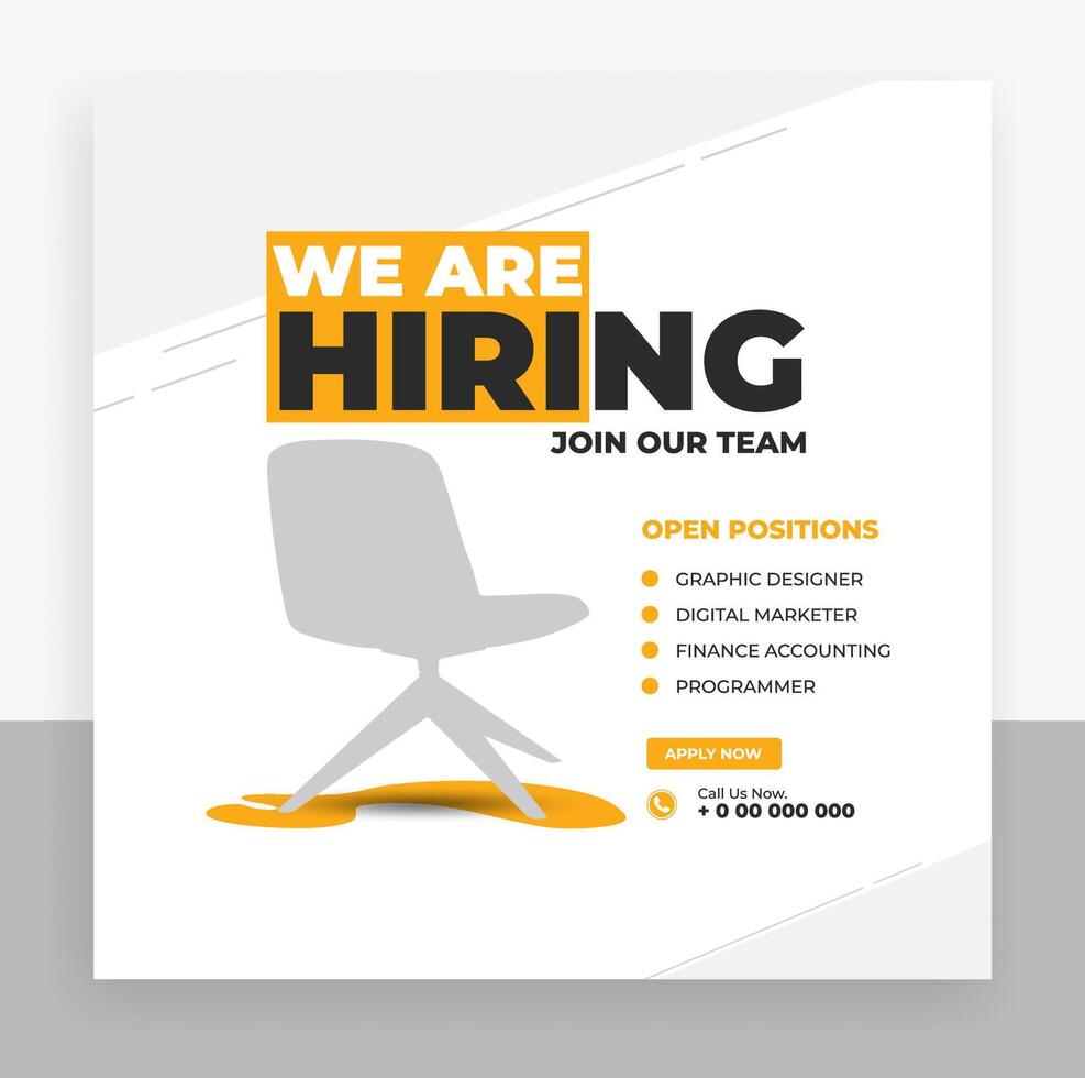 We are hiring job vacancy social media post design vector
