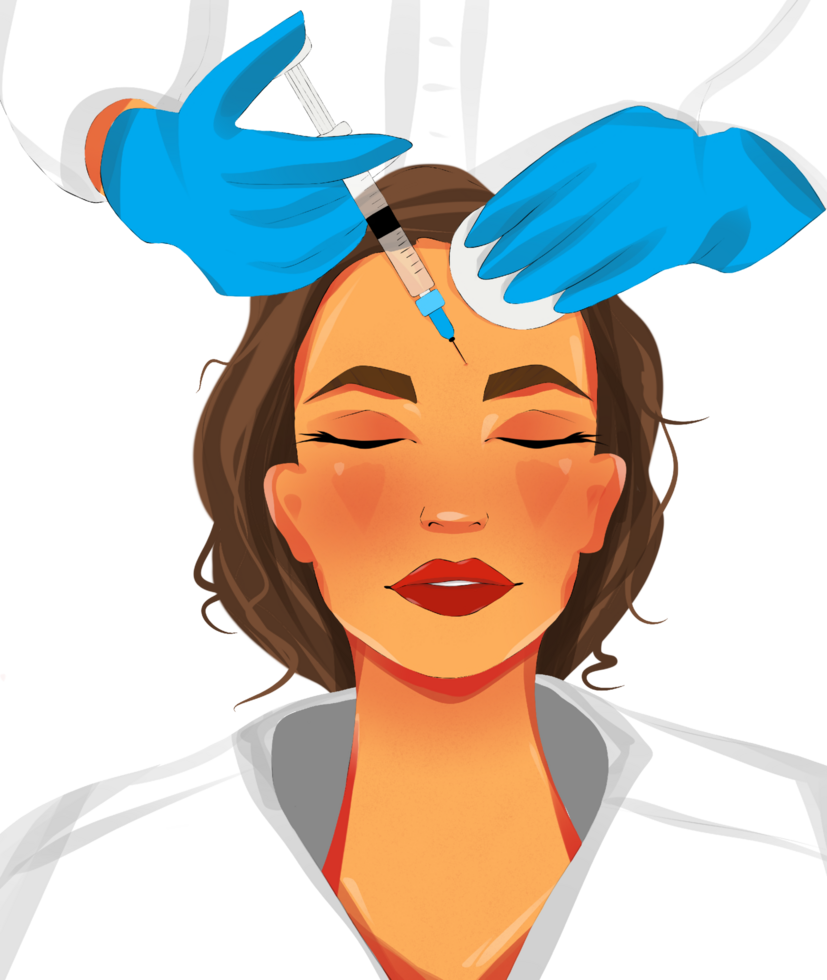 illustration facial skin care beauty injection lips healthy skin injection beautician doing botox injection injection of vitamins in frontal part of face and cheekbones wrinkle treatment png