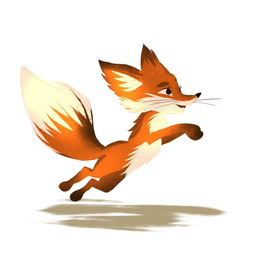 Illustration on a transparent background, Cartoon fox, little fox, running fox png