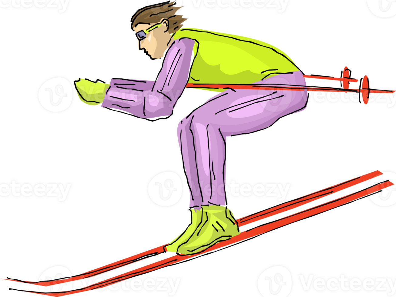 Man ice skating player illustration png