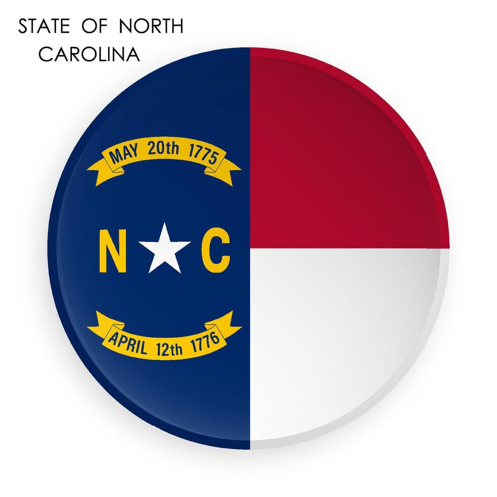 North Carolina flag icon in modern neomorphism style. Button for mobile application or web. on white background vector