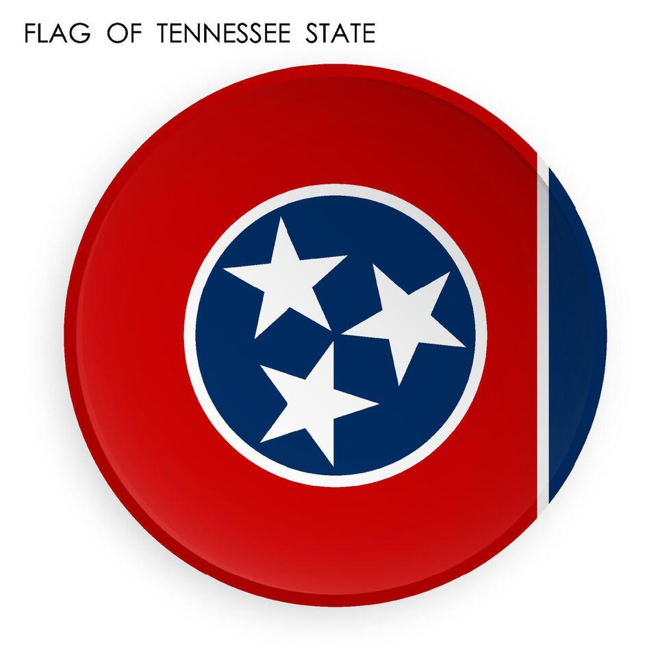 american state of Tennessee flag icon in modern neomorphism style. Button for mobile application or web. on white background vector