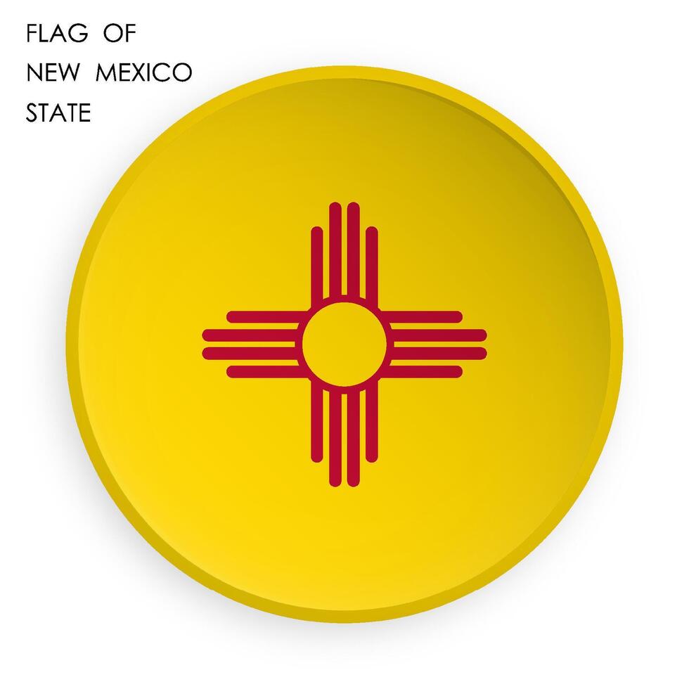 american state of New Mexico flag icon in modern neomorphism style. Button for mobile application or web. on white background vector