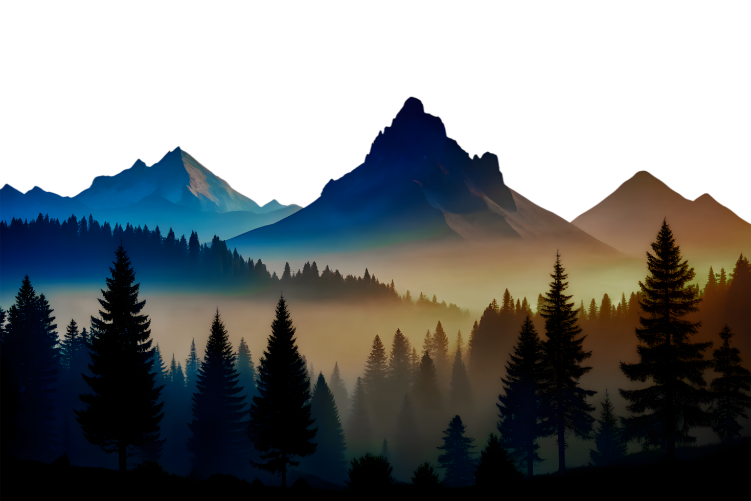 Mountain landscape silhouette png