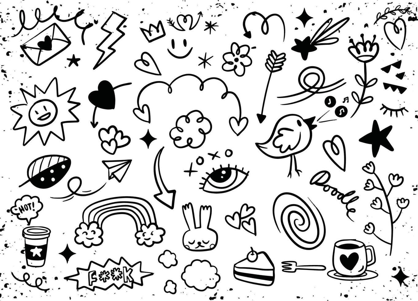 Hand Drawn Assortment of Cute Doodle Elements vector