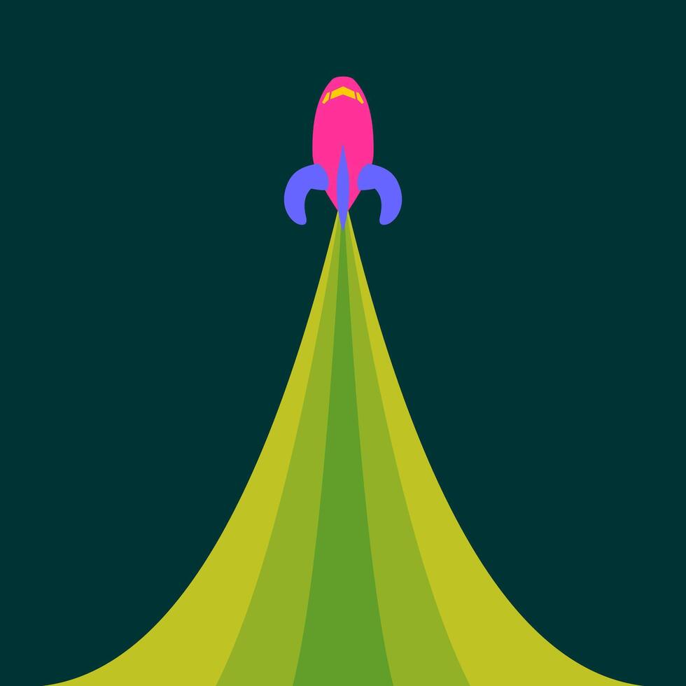 Retro rocket launch in colorful style, backrground rocket launch to the sky in multiple colour vector
