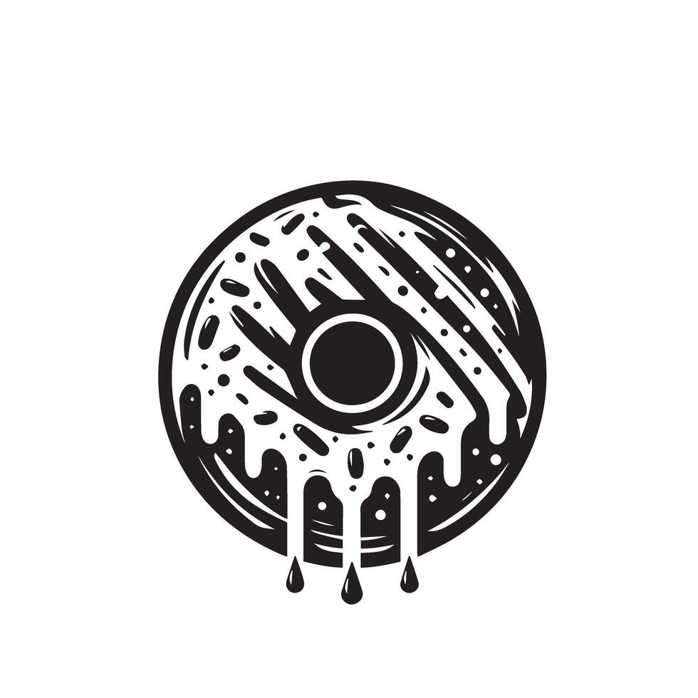 Donut silhouette logo type. donut illustration, donut black icon vector
