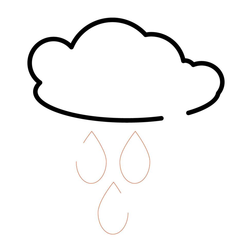 Cloud with raindrops, icon of rainfall vector