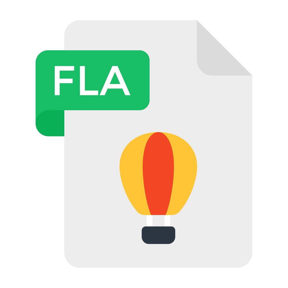 A creative design icon of fla file format vector