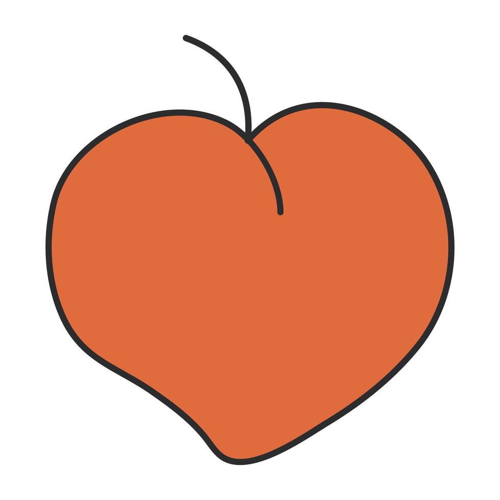 A flat design icon of peach fruit vector