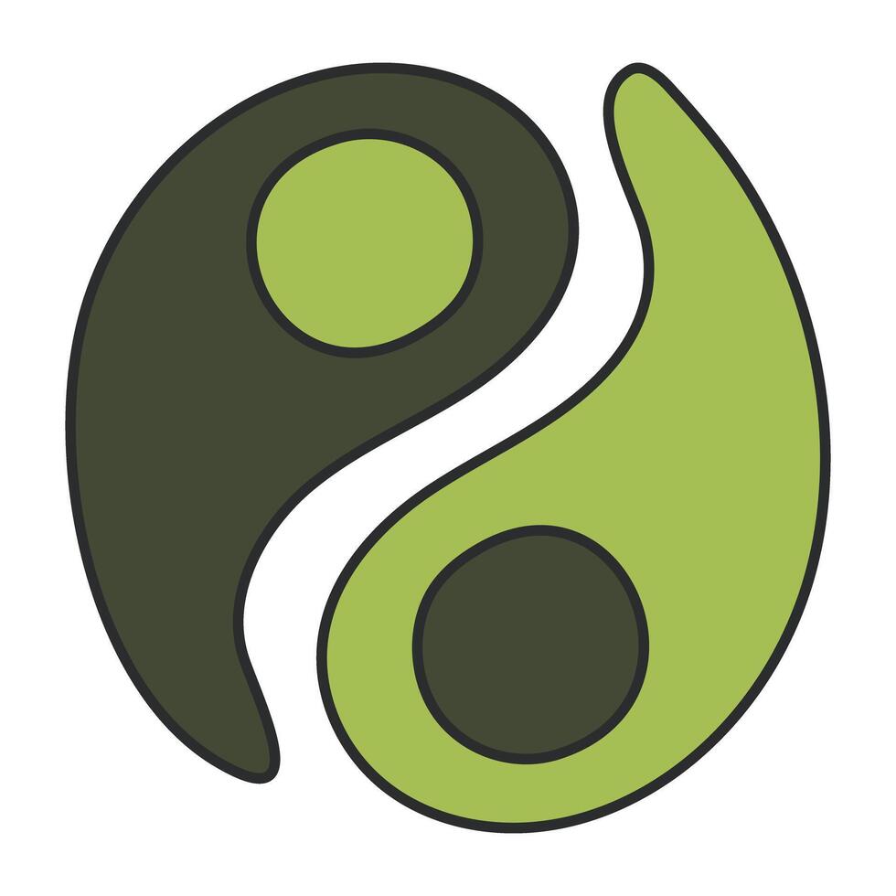 An editable design icon of yin yang sign vector