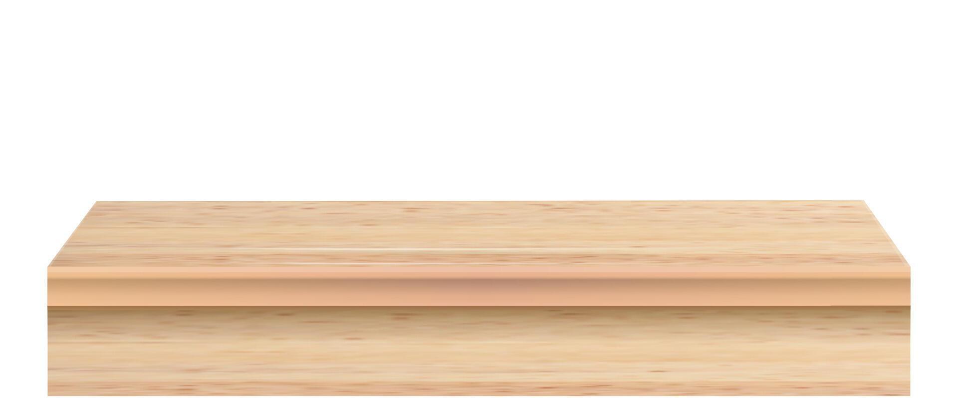Wood table perspective view, kitchen top made of brown timber, wooden surface of desk on transparent background. Tabletop interior . vector