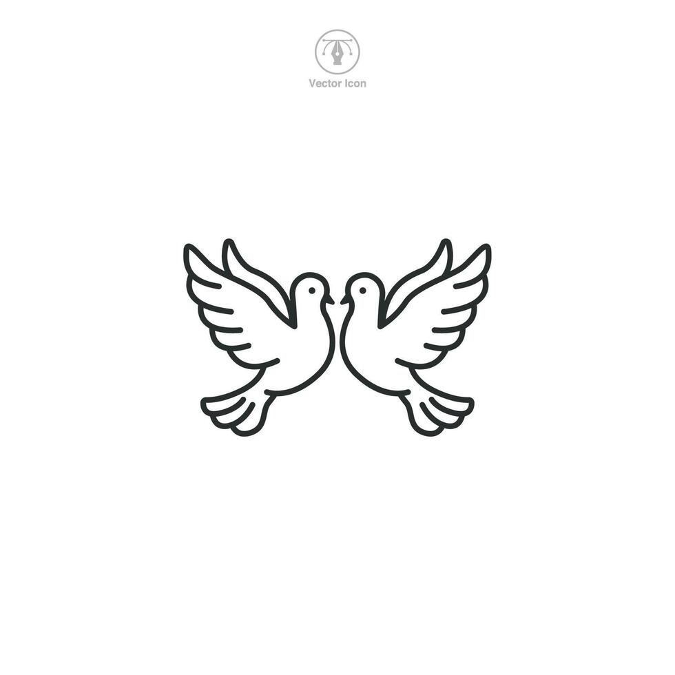 Pair of Dove Icon symbol illustration isolated on white background vector