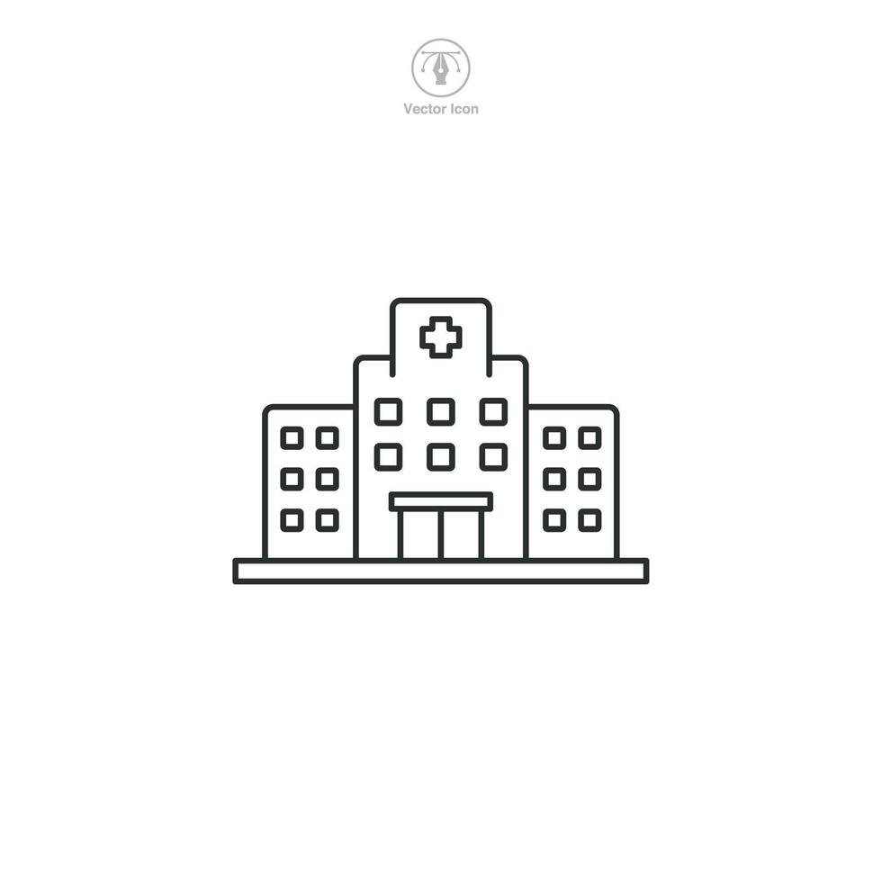 Hospital building Icon. Medical or Healthcare theme symbol illustration isolated on white background vector