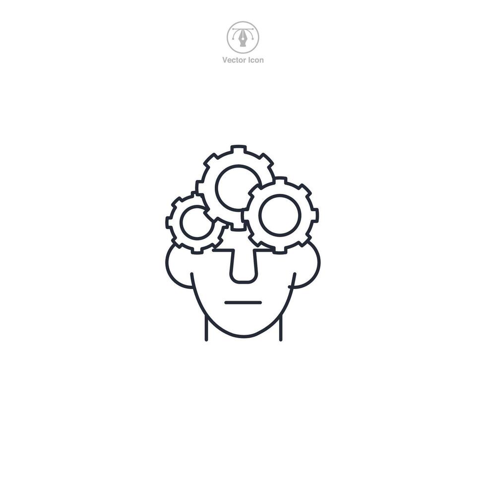 Head with Gear Icon theme symbol illustration isolated on white background vector