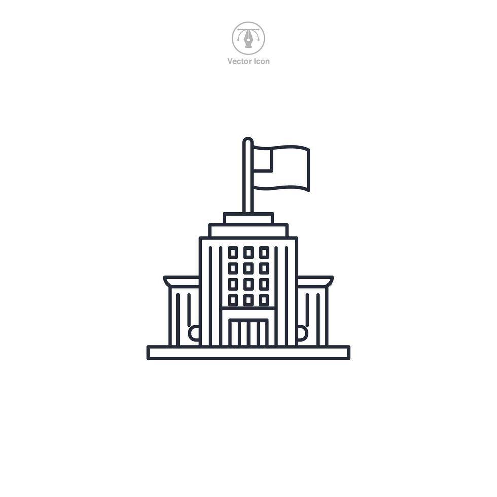 Building with a Flag Icon theme symbol illustration isolated on white background vector