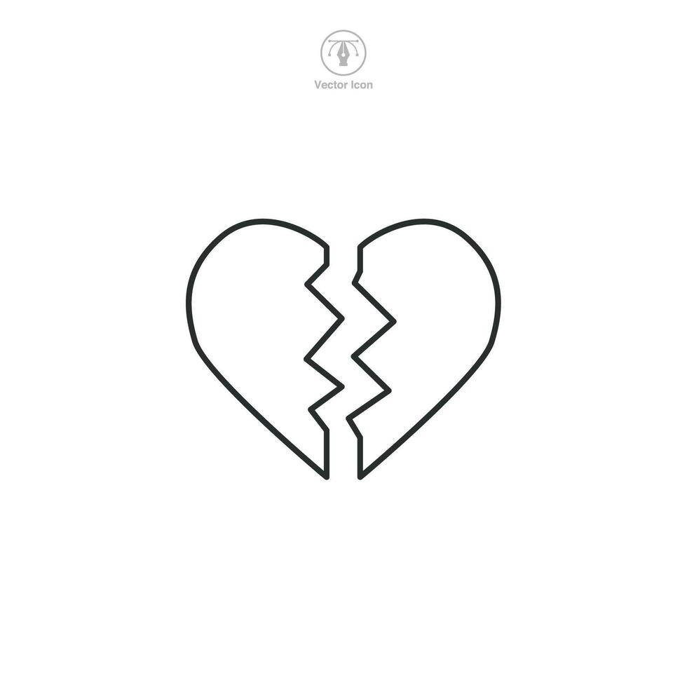 Broken Heart Icon symbol illustration isolated on white background vector