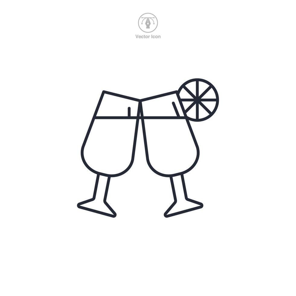Clink glasses champagne Icon theme symbol illustration isolated on white background vector