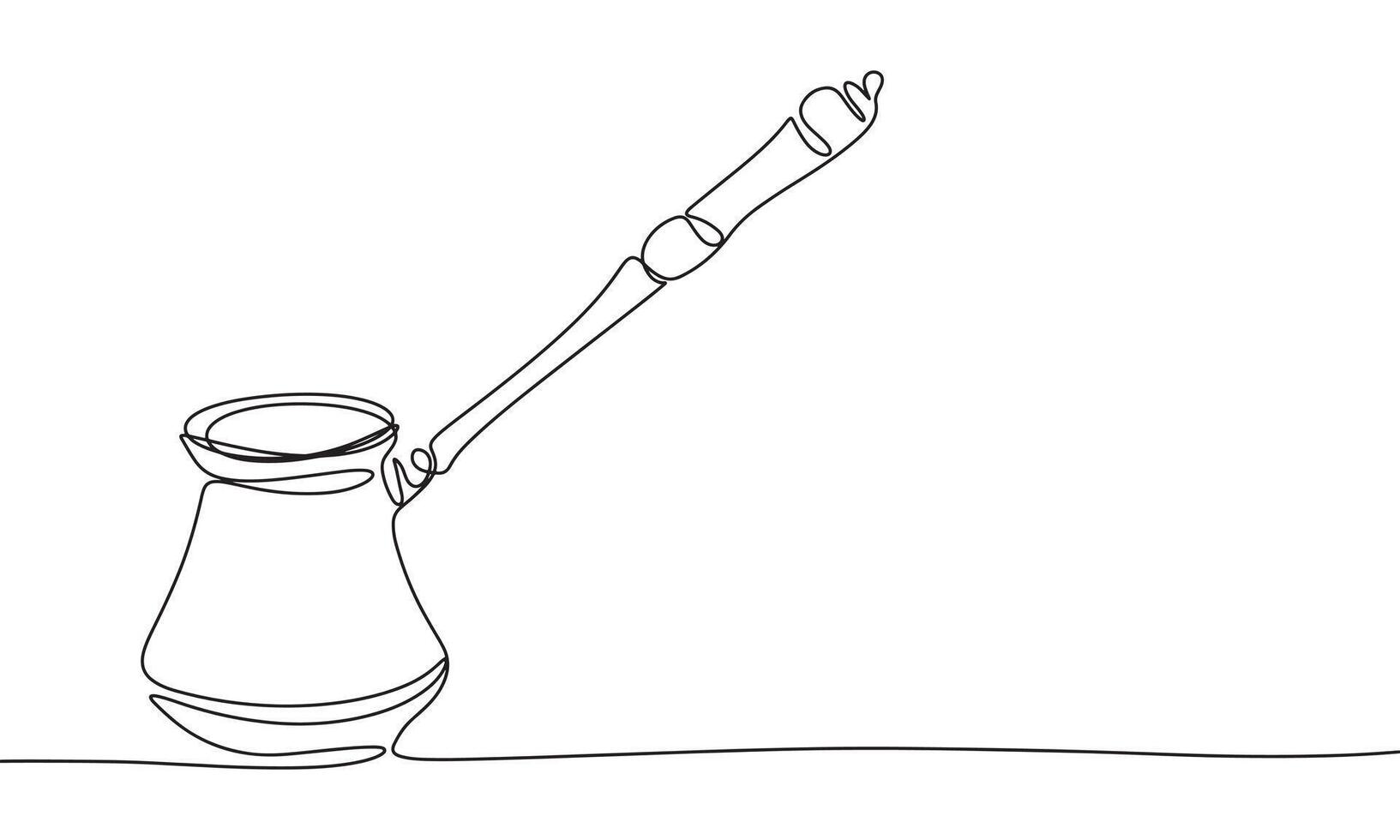 Cezve one line continuous. Cezve line art. Hand drawn art. vector