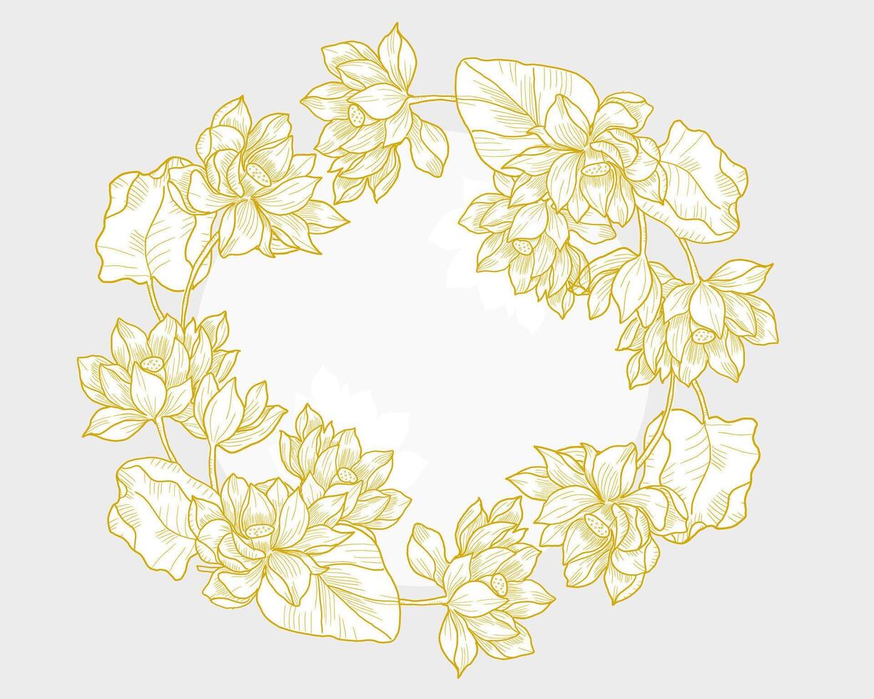 Hand Drawn Water Lily Flower Border vector