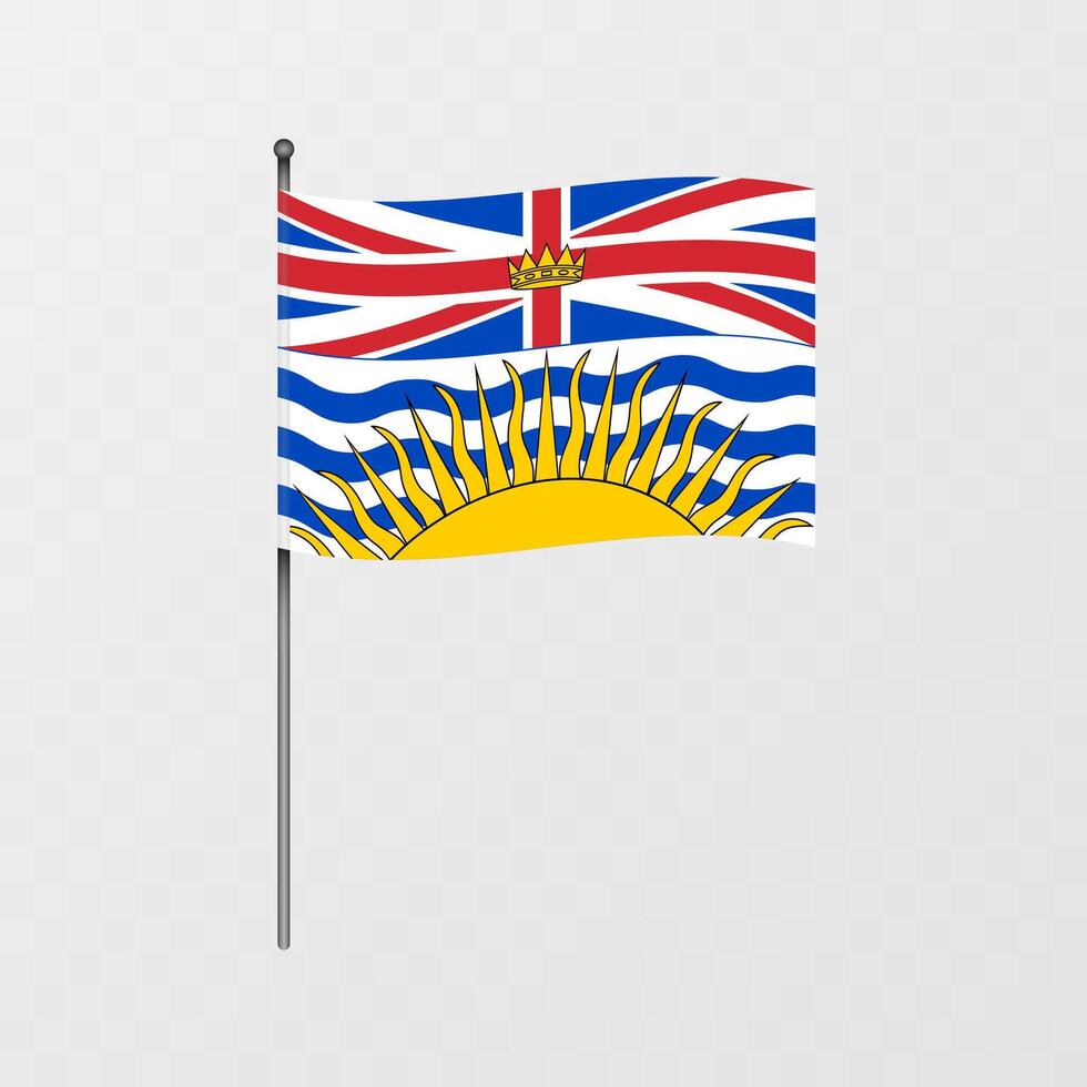 British Columbia province flag on flagpole. illustration. vector