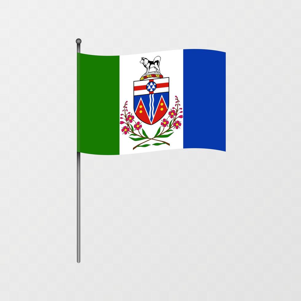 Yukon province flag on flagpole. illustration. vector