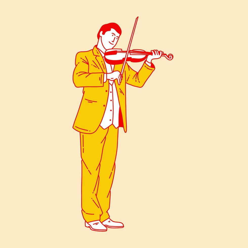 Simple cartoon illustration of a violinist 6 vector