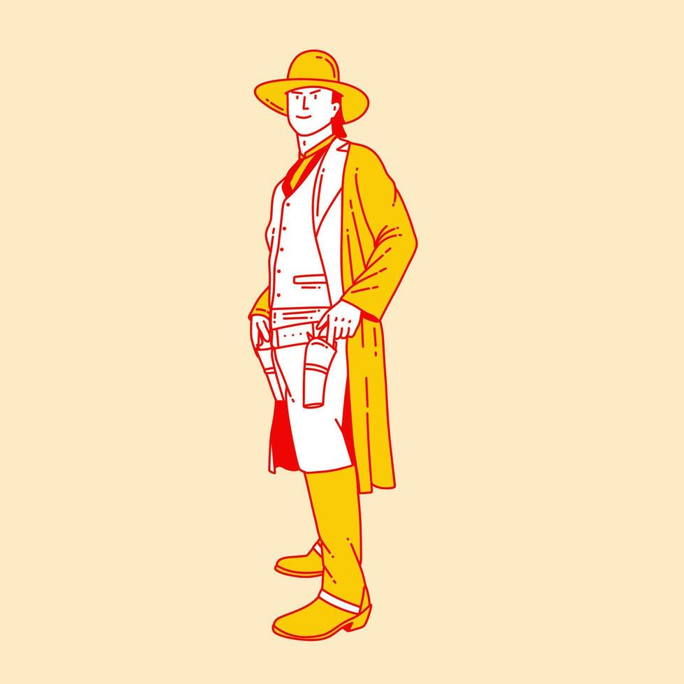 Simple cartoon illustration of a cowboy 6 vector