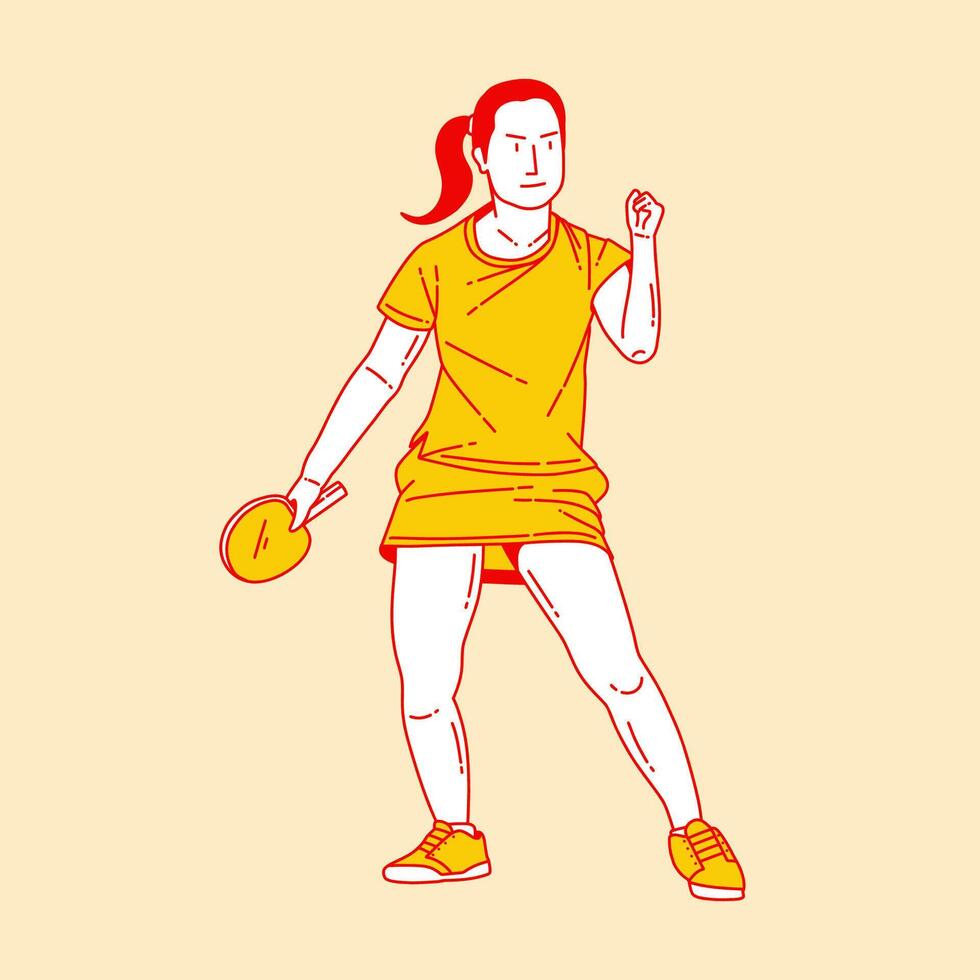Simple cartoon illustration of a ping pong player 4 vector