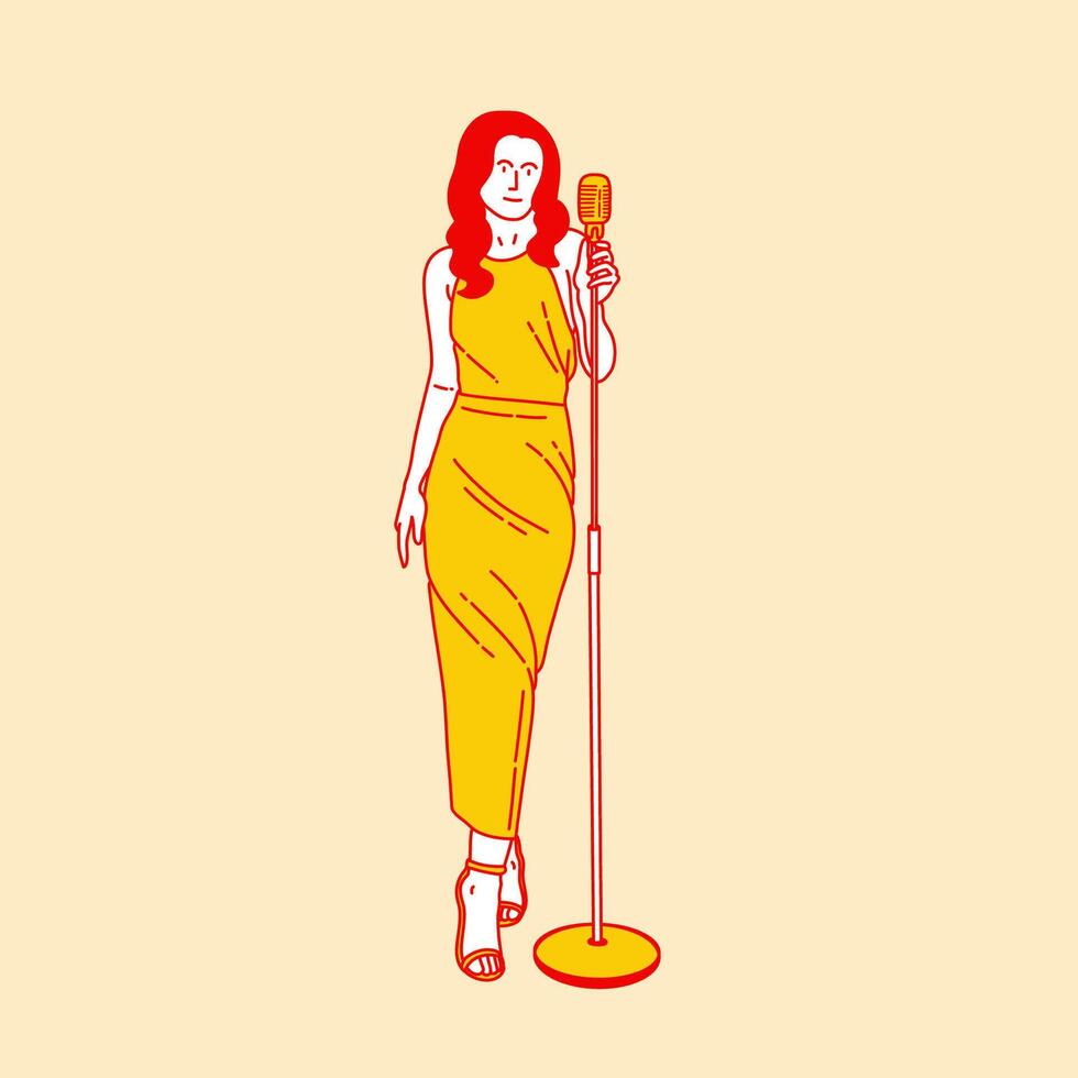 Simple cartoon illustration of a singer 4 vector
