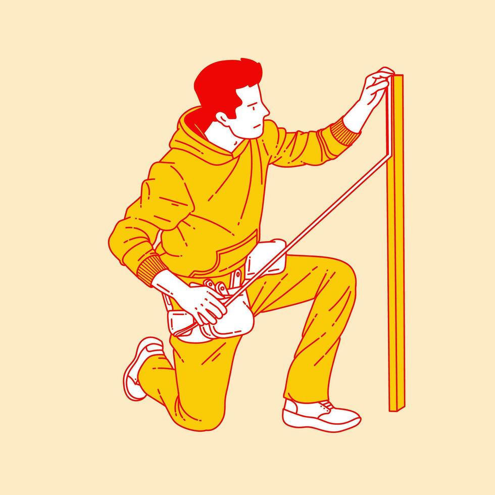 Simple cartoon illustration of a construction worker 5 vector