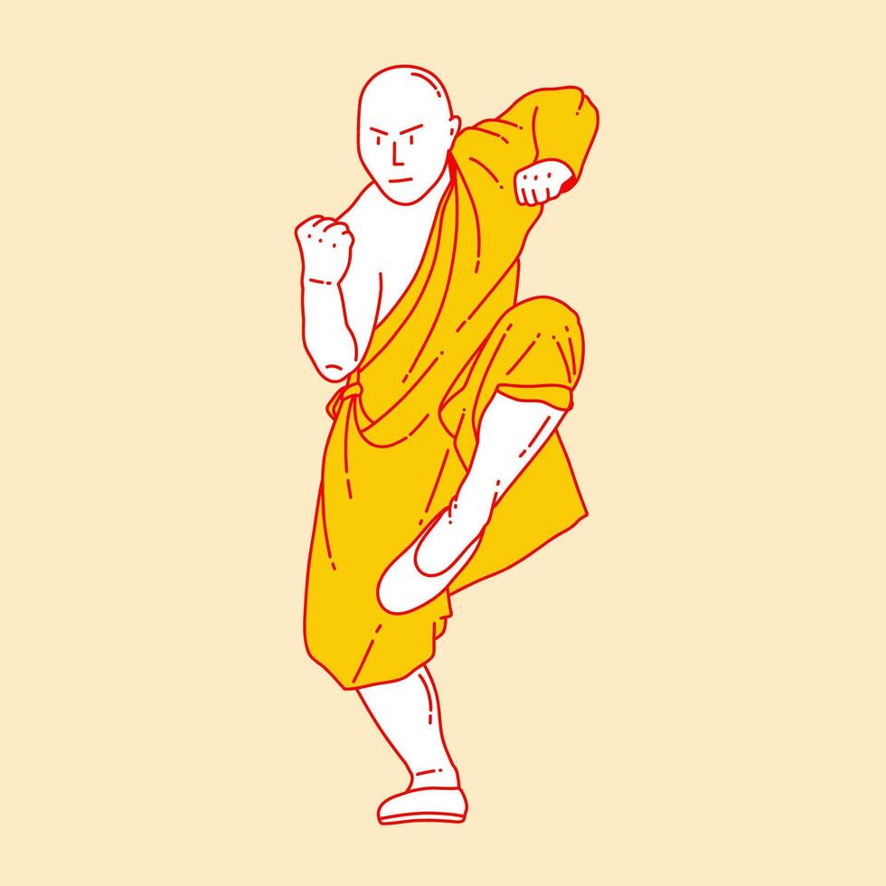 Simple cartoon illustration of shaolin kung fu 2 vector