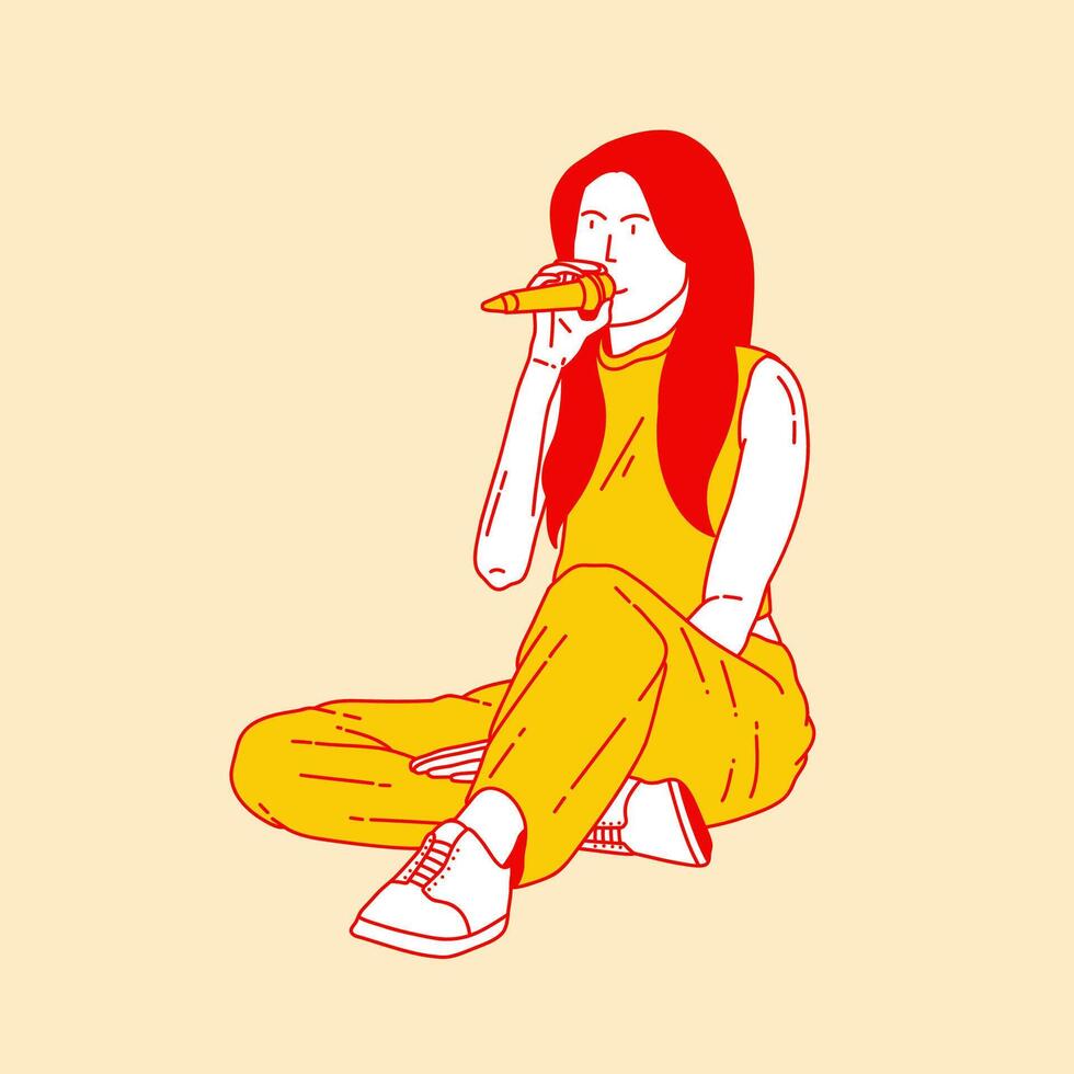 Simple cartoon illustration of a singer 6 vector