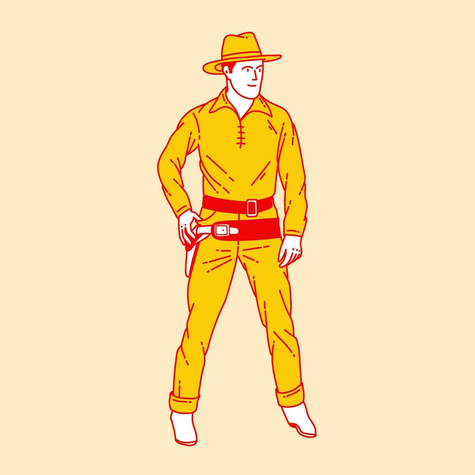 Simple cartoon illustration of a cowboy 3 vector