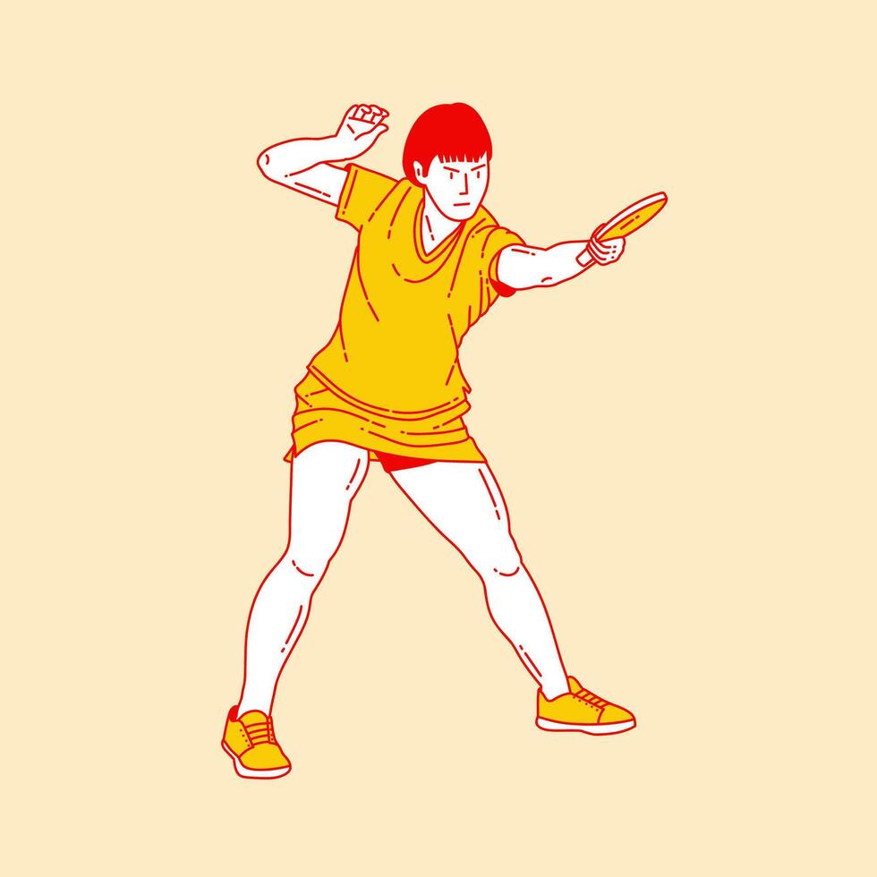 Simple cartoon illustration of a ping pong player 1 vector