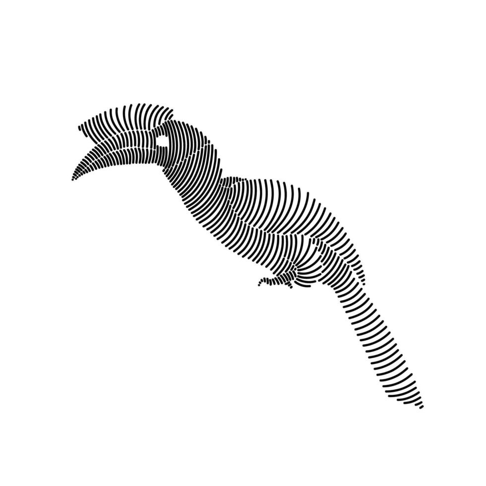 Simple line art illustration of a hornbill 3 vector