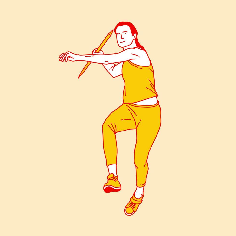 Simple cartoon illustration of throwing javelin sport 2 vector