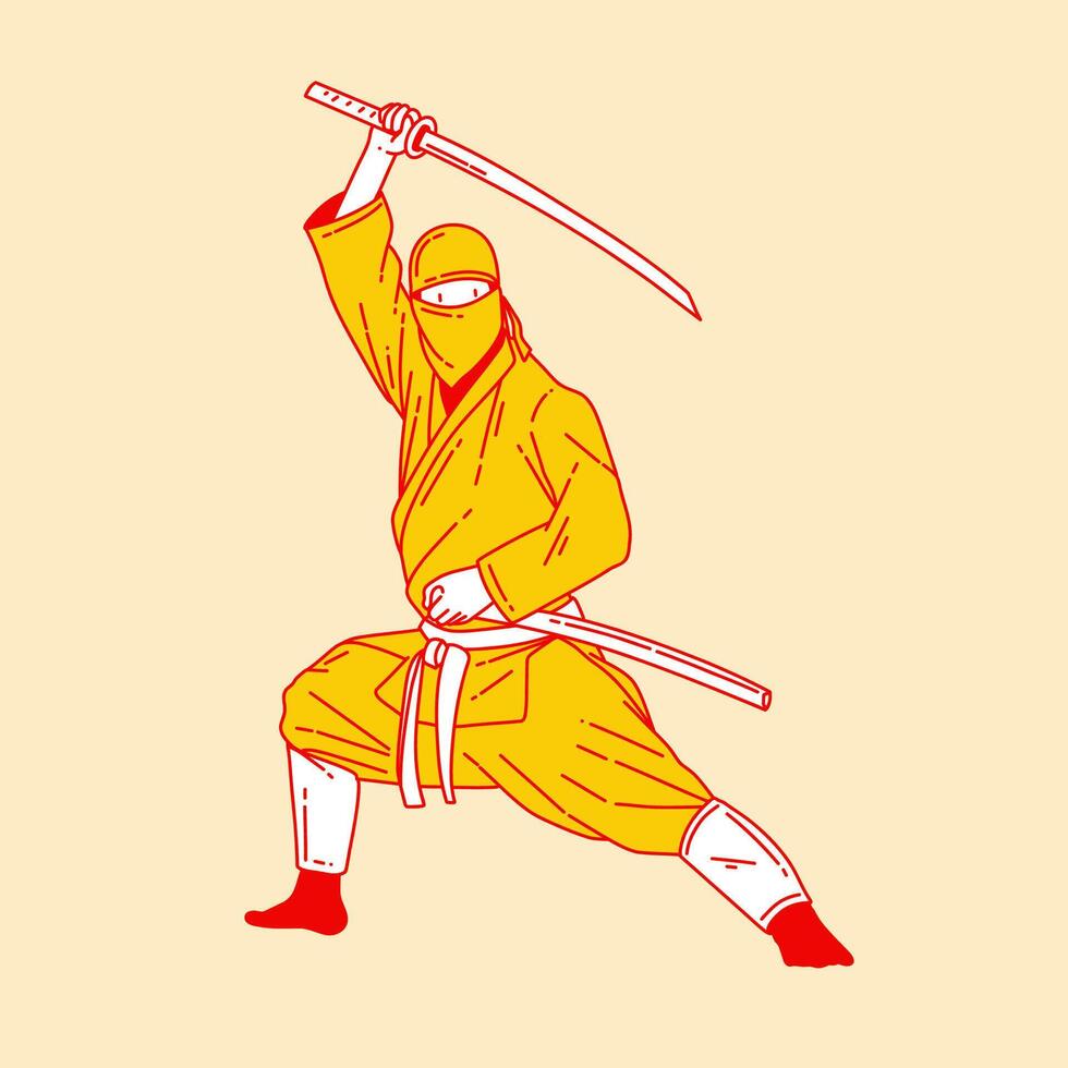 Simple cartoon illustration of a ninja 4 vector