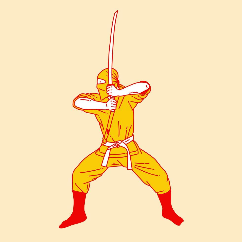 Simple cartoon illustration of a ninja 3 vector