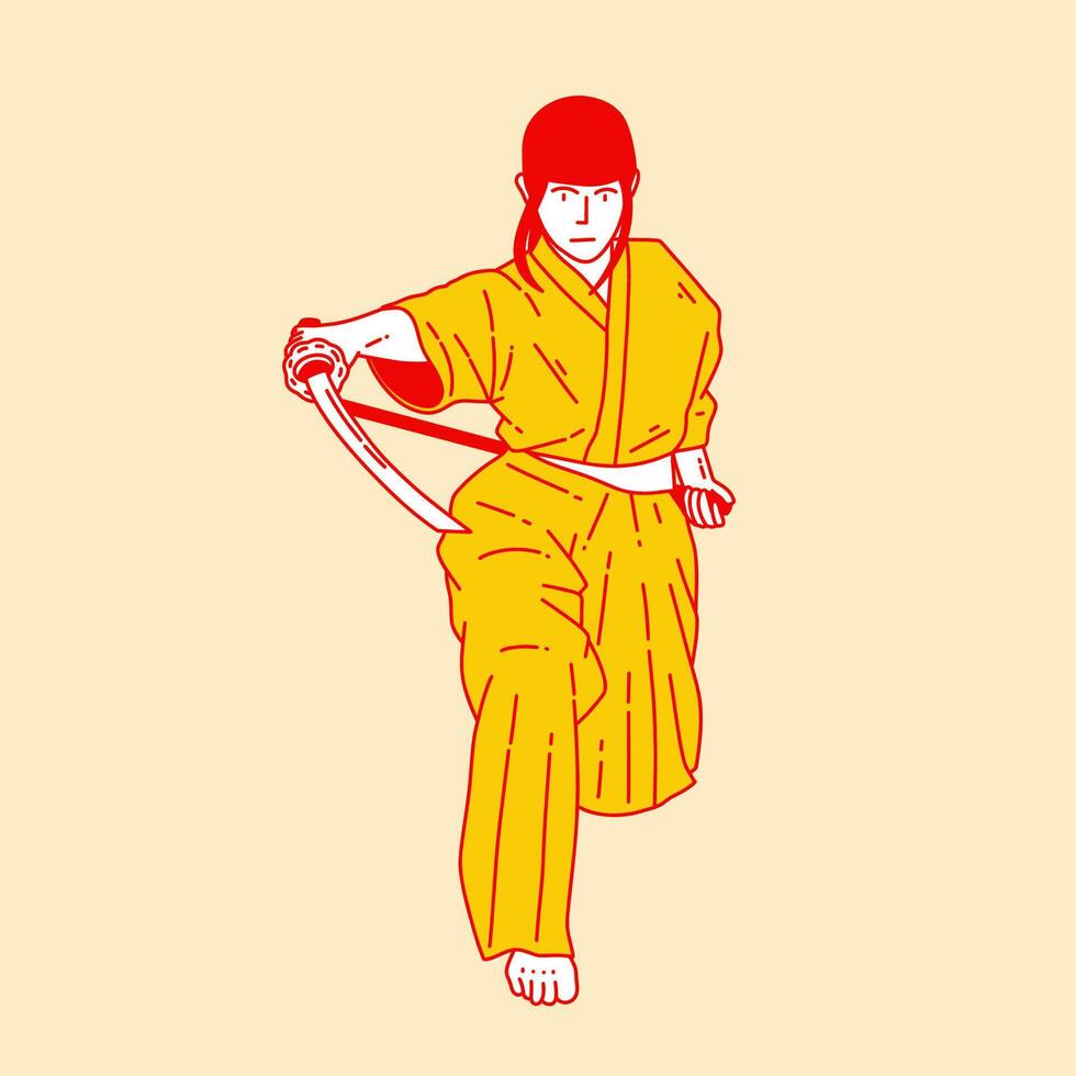 Simple cartoon illustration of a samurai 1 vector