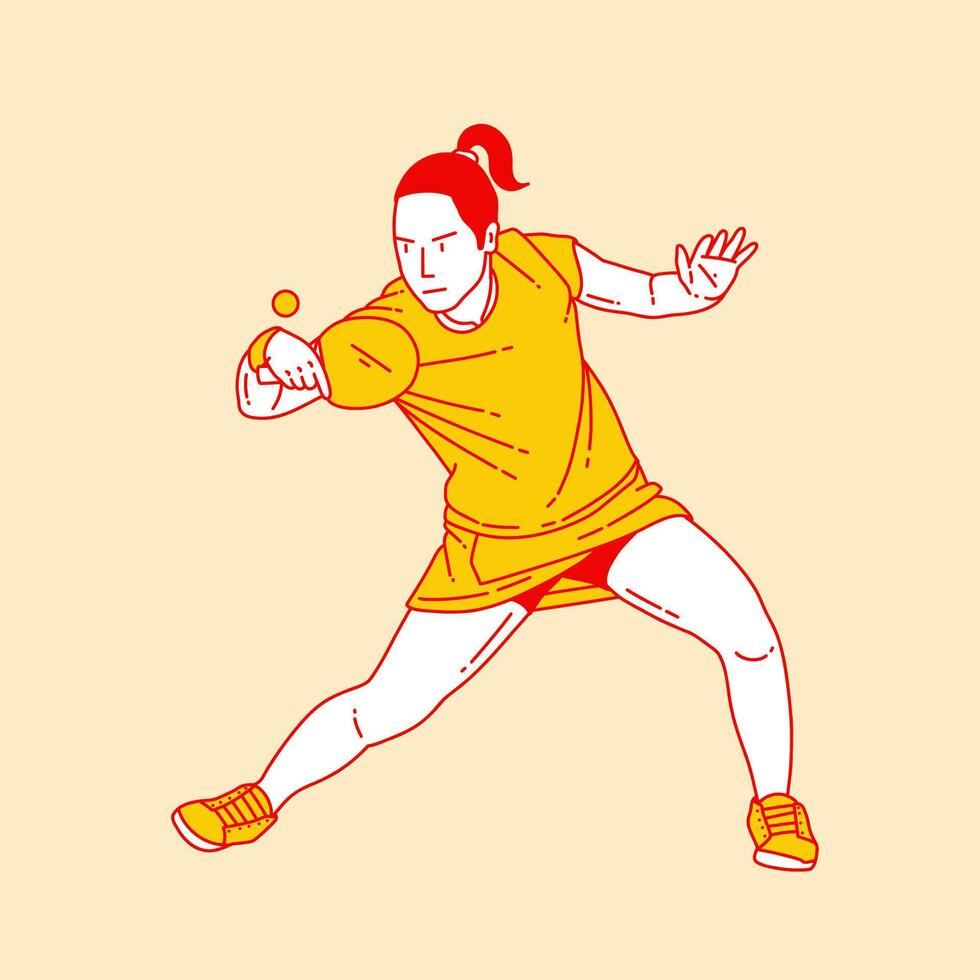 Simple cartoon illustration of a ping pong player 2 vector