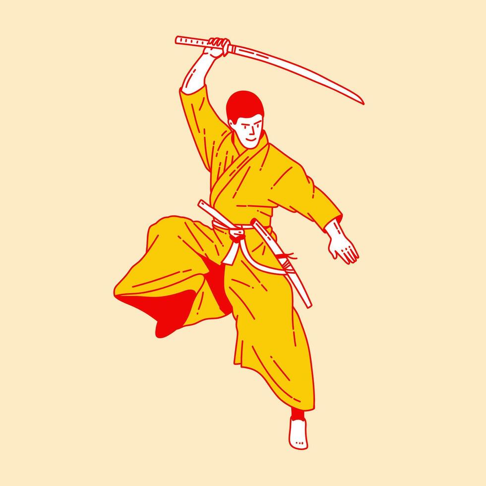 Simple cartoon illustration of a samurai 2 vector