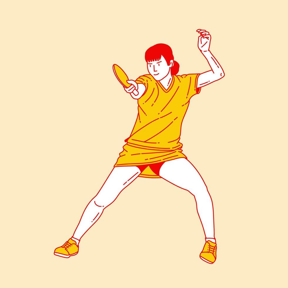 Simple cartoon illustration of a ping pong player 6 vector