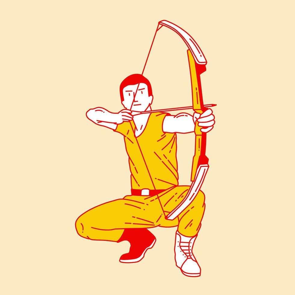 Simple cartoon illustration of an archer 5 vector