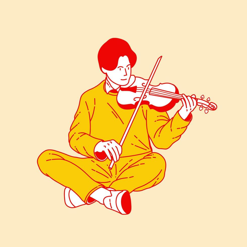 Simple cartoon illustration of a violinist 5 vector