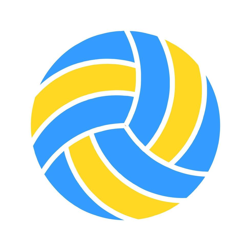 Volleyball set icon. Blue and yellow ball, sports equipment, game, competition, recreation, outdoor activity, team sport, athletic. vector