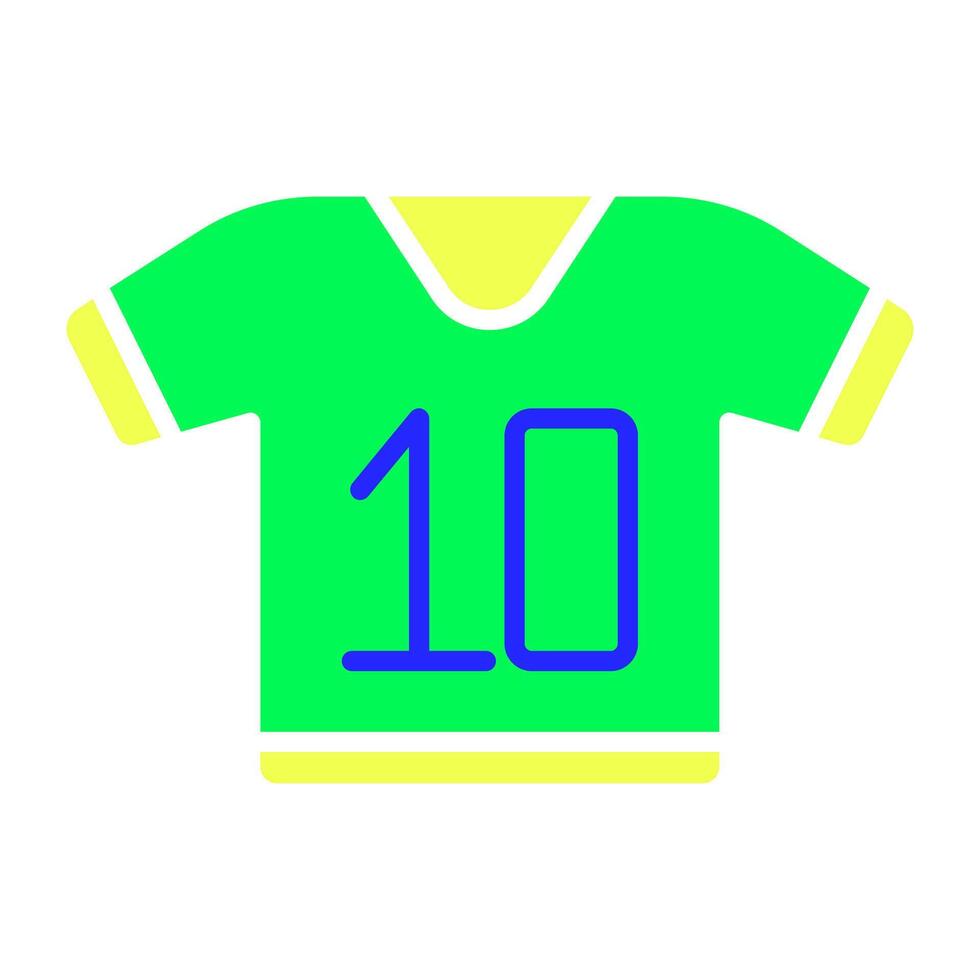 Sports jersey set icon. Green shirt, yellow accents, number ten, team uniform, athletic apparel, game, competition, recreation, sportswear. vector